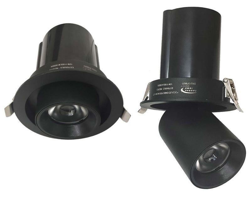FOCO LED EMBUTIDO EXTRAIBLE ALMA 4,5" 12W 3000K 1190LM NEGRO