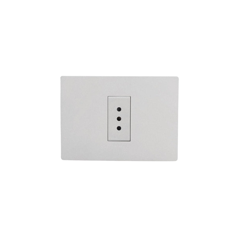 Placa tomacorroente 10A simple armado SINTHESI S32 BLANCO MATE-BLANCO