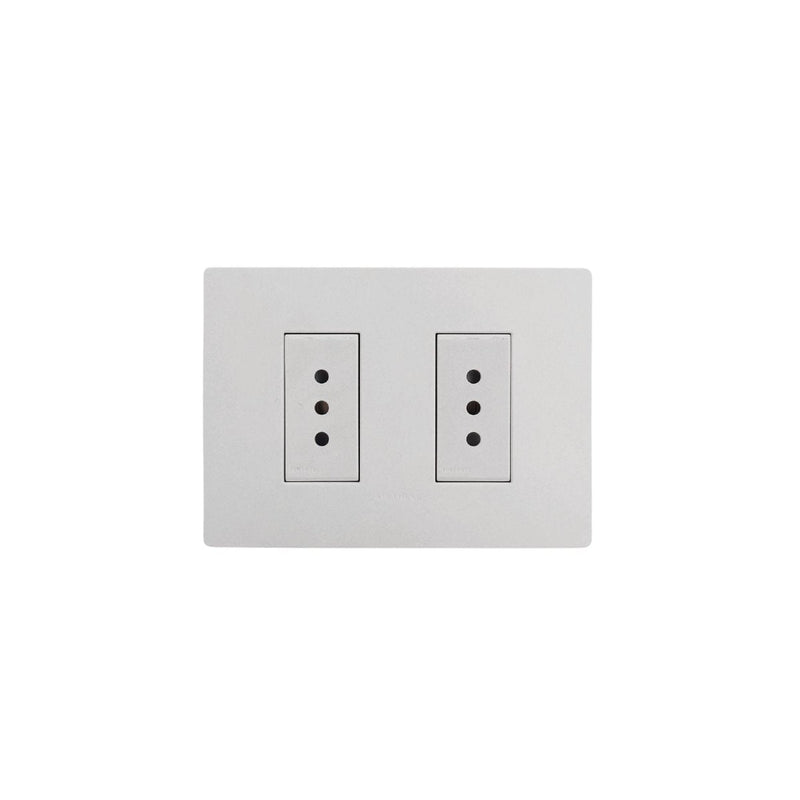 Placa tomacorroente 10A doble armado SINTHESI S32 BLANCO MATE-BLANCO