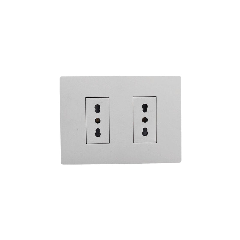 Placa tomacorroente duplex 10/16A armado SINTHESI S32 BLANCO MATE-BLANCO