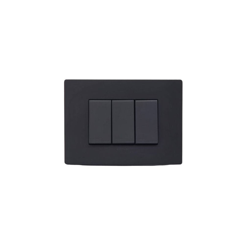 Placa interruptor 9/12 1M triple armado SINTHESI S33 NOIR MATE