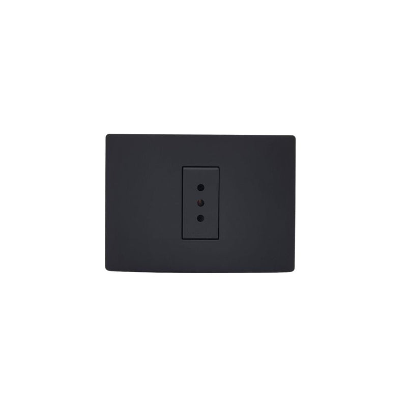 Placa tomacorriente 10A simple armadoSINTHESI S33 NOIR MATE
