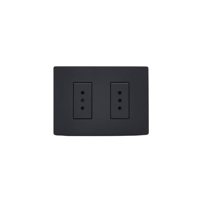 Placa tomacorriente 10A doble armado SINTHESI S33 NOIR MATE