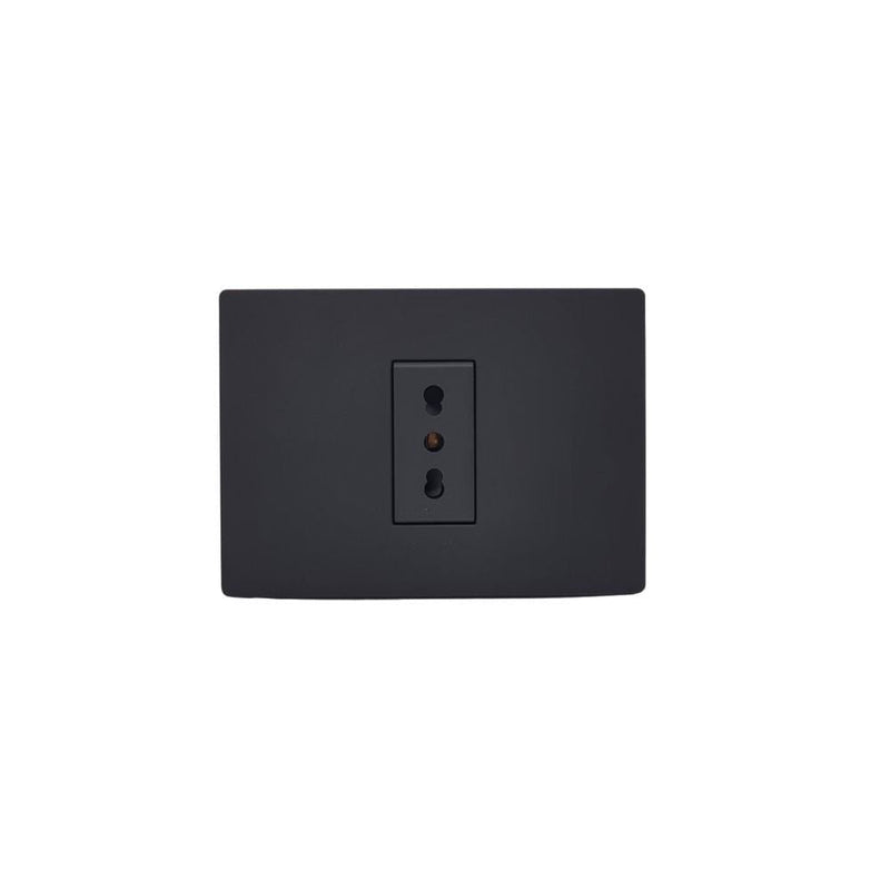 Placa tomacorriente 10/16A simple armado SINTHESI S33 NOIR MATE
