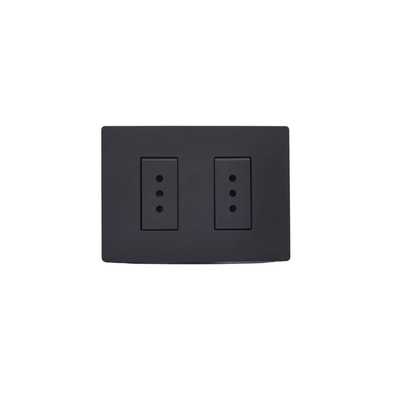 Placa tomacorriente duplex 10A 250V~ 2P+T armado SINTHESI S33 NOIR MATE
