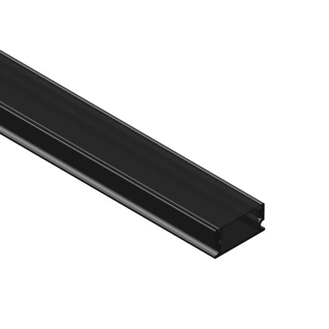 Perfil de Aluminio Flat 17x7mm Negro, Cover Opal Negro x2m