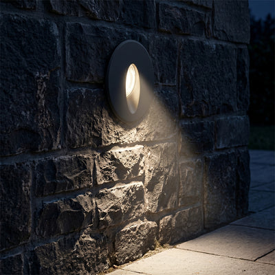Foco empotrado a muro led circular 3w 3.000°k negro