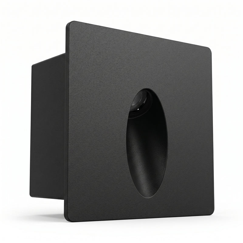 Foco Empotrado A Muro LED Cuadrado 3W 3.000°k Negro