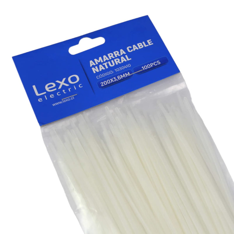 Amarra Cable Natural 200x3.6mm Bolsa 100 Unidades