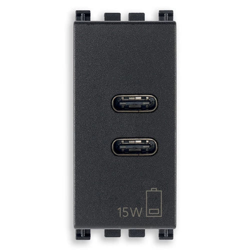 Alimentador USB C+C 15W 3A 5V 1M gris