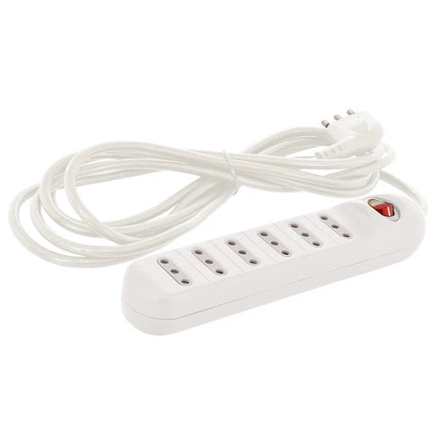 Alargador 6 Tomas Blanco Interruptor 2P+t 3 Metros 3x0.75mm2