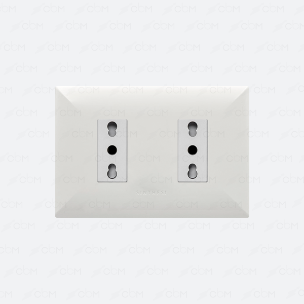 Placa tomacorriente 10/16A doble armado SINTHESI S17 BLANCO