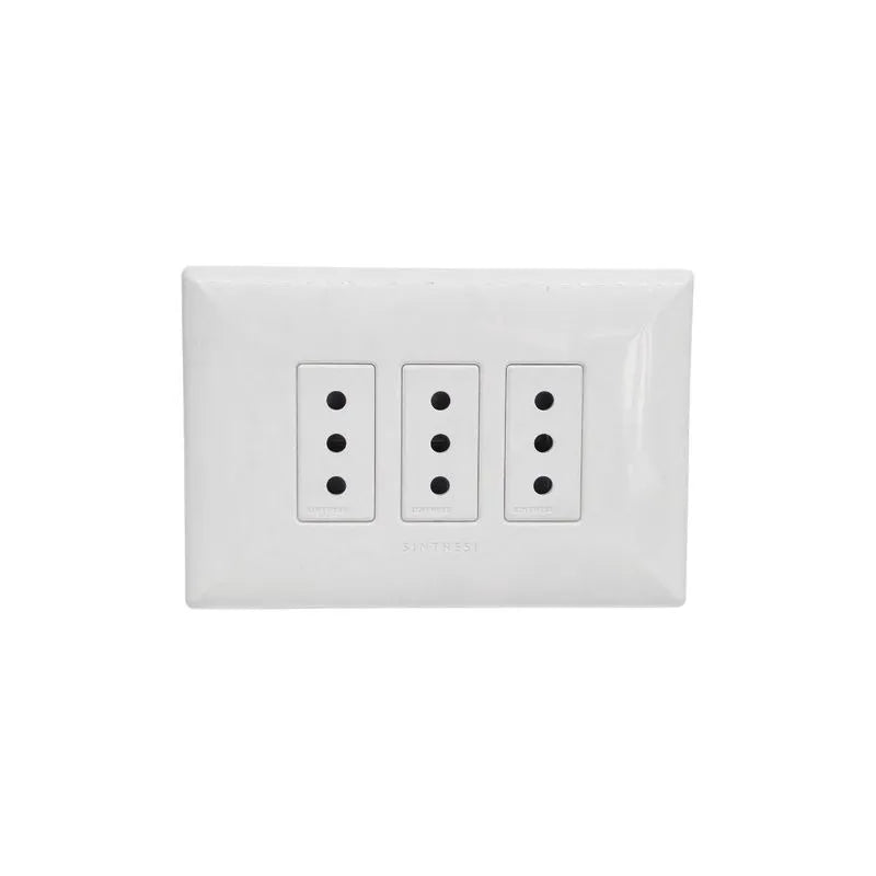 PPlaca tomacorriente 10A triple armado SINTHESI S17 BLANCO