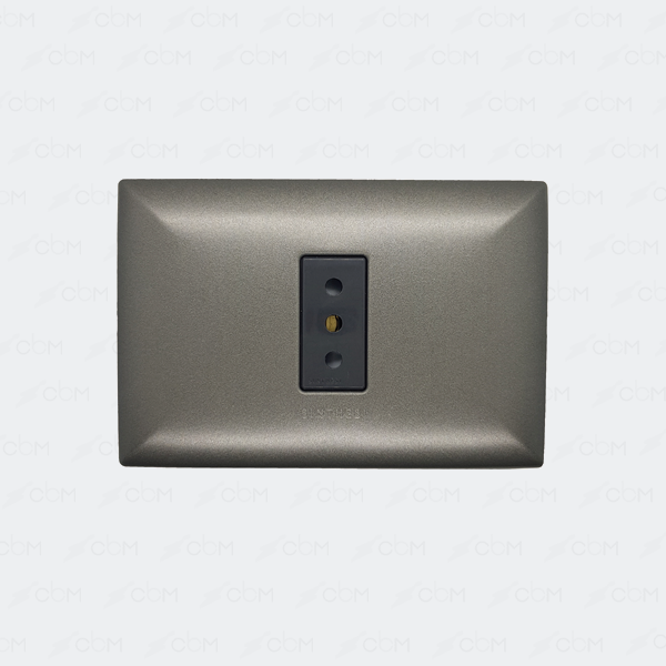 Placa tomacorriente 10A simple armado SINTHESI S17 Grafito-Noir