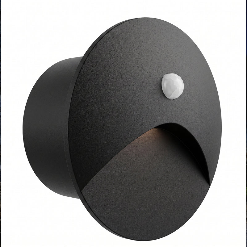 Foco Empotrado LED Circular 3W 3.000°k Negro Con Sensor