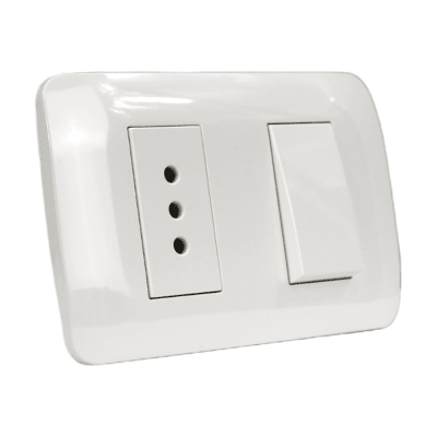 Interruptor 9/12 Más Toma Corriente 10A 250V Blanco Armado