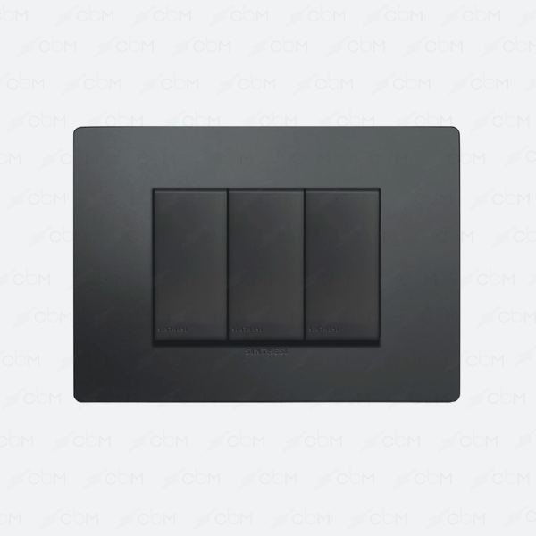 Placa interruptor 9/12 1M triple armado SINTHESI S32 MATE NOIR