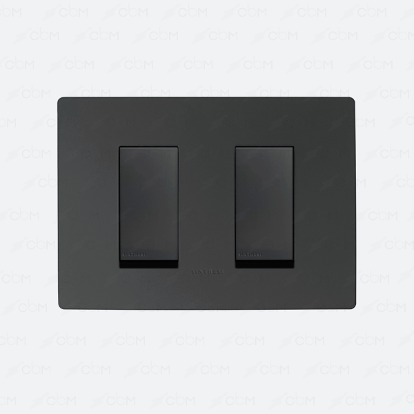 Placa interruptor 9/12 1M doble armado SINTHESI S32 MATE NOIR