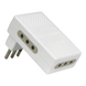 Adaptador Triple Plano 2P+t 10A 250V Blanco