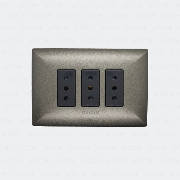 Placa tomacorriente 10A triple armado SINTHESI S17 Grafito-Noir