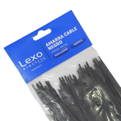 Amarra Cable Negra 140x3.6mm Bolsa 100 Unidades